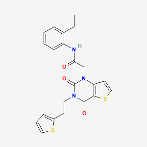 molecular formula C22H21N3O3S2 B14109303 2-(2,4-dioxo-3-(2-(thiophen-2-yl)ethyl)-3,4-dihydrothieno[3,2-d]pyrimidin-1(2H)-yl)-N-(2-ethylphenyl)acetamide 