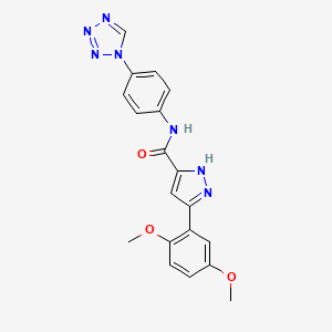 molecular formula C19H17N7O3 B14109310 N-(4-(1H-tetrazol-1-yl)phenyl)-5-(2,5-dimethoxyphenyl)-1H-pyrazole-3-carboxamide 