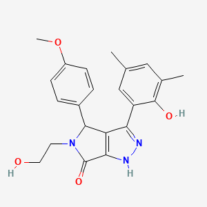 molecular formula C22H23N3O4 B14109469 3-(2-hydroxy-3,5-dimethylphenyl)-5-(2-hydroxyethyl)-4-(4-methoxyphenyl)-4,5-dihydropyrrolo[3,4-c]pyrazol-6(2H)-one 