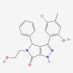 molecular formula C20H18ClN3O3 B14109546 3-(5-chloro-2-hydroxy-4-methylphenyl)-5-(2-hydroxyethyl)-4-phenyl-4,5-dihydropyrrolo[3,4-c]pyrazol-6(2H)-one 