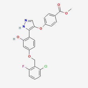molecular formula C24H18ClFN2O5 B14109572 methyl 4-[(5-{4-[(2-chloro-6-fluorobenzyl)oxy]-2-hydroxyphenyl}-1H-pyrazol-4-yl)oxy]benzoate 