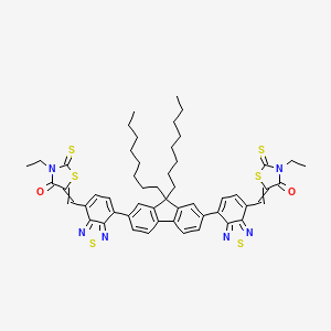molecular formula C53H56N6O2S6 B14109655 3-Ethyl-5-[[4-[7-[7-[(3-ethyl-4-oxo-2-sulfanylidene-1,3-thiazolidin-5-ylidene)methyl]-2,1,3-benzothiadiazol-4-yl]-9,9-dioctylfluoren-2-yl]-2,1,3-benzothiadiazol-7-yl]methylidene]-2-sulfanylidene-1,3-thiazolidin-4-one 