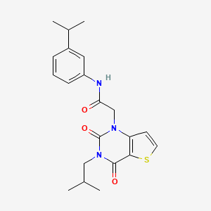molecular formula C21H25N3O3S B14109697 2-[3-(2-methylpropyl)-2,4-dioxo-3,4-dihydrothieno[3,2-d]pyrimidin-1(2H)-yl]-N-[3-(propan-2-yl)phenyl]acetamide 