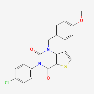 molecular formula C20H15ClN2O3S B14109727 3-(4-chlorophenyl)-1-(4-methoxybenzyl)thieno[3,2-d]pyrimidine-2,4(1H,3H)-dione 