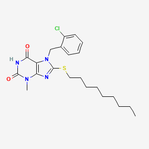 molecular formula C22H29ClN4O2S B14109755 7-(2-chlorobenzyl)-3-methyl-8-(nonylsulfanyl)-3,7-dihydro-1H-purine-2,6-dione 
