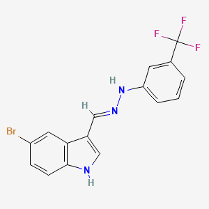 molecular formula C16H11BrF3N3 B14109775 N-[(E)-(5-bromo-1H-indol-3-yl)methylideneamino]-3-(trifluoromethyl)aniline 