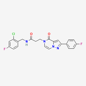 molecular formula C22H17ClF2N4O2 B14109835 N-(2-chloro-4-fluorobenzyl)-3-[2-(4-fluorophenyl)-4-oxopyrazolo[1,5-a]pyrazin-5(4H)-yl]propanamide 