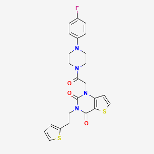 molecular formula C24H23FN4O3S2 B14109897 1-(2-(4-(4-fluorophenyl)piperazin-1-yl)-2-oxoethyl)-3-(2-(thiophen-2-yl)ethyl)thieno[3,2-d]pyrimidine-2,4(1H,3H)-dione 