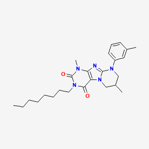 molecular formula C25H35N5O2 B14109918 1,7-dimethyl-9-(3-methylphenyl)-3-octyl-7,8-dihydro-6H-purino[7,8-a]pyrimidine-2,4-dione 