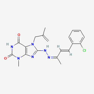 molecular formula C20H21ClN6O2 B14109993 8-{(2Z)-2-[(3E)-4-(2-chlorophenyl)but-3-en-2-ylidene]hydrazinyl}-3-methyl-7-(2-methylprop-2-en-1-yl)-3,7-dihydro-1H-purine-2,6-dione 