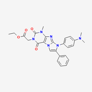molecular formula C26H26N6O4 B14110048 ethyl 2-(8-(4-(dimethylamino)phenyl)-1-methyl-2,4-dioxo-7-phenyl-1H-imidazo[2,1-f]purin-3(2H,4H,8H)-yl)acetate 
