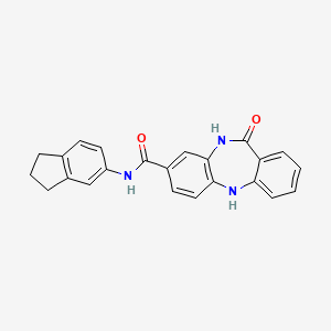 molecular formula C23H19N3O2 B14110102 N-(2,3-dihydro-1H-inden-5-yl)-11-oxo-10,11-dihydro-5H-dibenzo[b,e][1,4]diazepine-8-carboxamide 