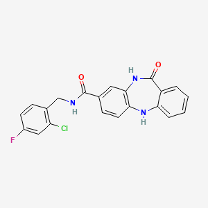 molecular formula C21H15ClFN3O2 B14110181 N-(2-chloro-4-fluorobenzyl)-11-oxo-10,11-dihydro-5H-dibenzo[b,e][1,4]diazepine-8-carboxamide 