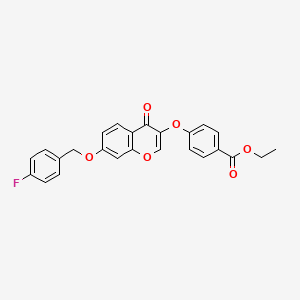 molecular formula C25H19FO6 B14110213 Ethyl 4-[7-[(4-fluorophenyl)methoxy]-4-oxochromen-3-yl]oxybenzoate 