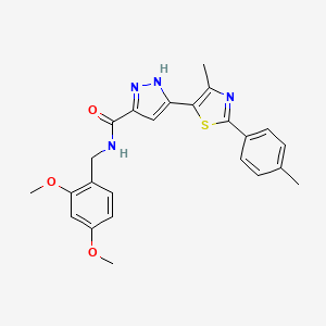 molecular formula C24H24N4O3S B14110288 N-(2,4-dimethoxybenzyl)-3-(4-methyl-2-(p-tolyl)thiazol-5-yl)-1H-pyrazole-5-carboxamide 