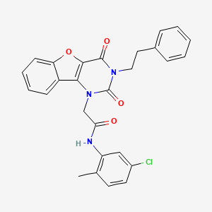molecular formula C27H22ClN3O4 B14110372 N-(5-chloro-2-methylphenyl)-2-[2,4-dioxo-3-(2-phenylethyl)-3,4-dihydro[1]benzofuro[3,2-d]pyrimidin-1(2H)-yl]acetamide 