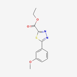 molecular formula C12H12N2O3S B1411053 Ethyl 5-(3-methoxyphenyl)-1,3,4-thiadiazole-2-carboxylate CAS No. 1986908-09-1