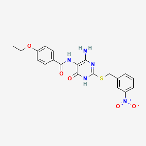 molecular formula C20H19N5O5S B14110651 N-(4-amino-2-((3-nitrobenzyl)thio)-6-oxo-1,6-dihydropyrimidin-5-yl)-4-ethoxybenzamide 