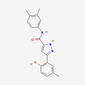 molecular formula C19H19N3O2 B14110750 N-(3,4-dimethylphenyl)-5-(2-hydroxy-5-methylphenyl)-1H-pyrazole-3-carboxamide 