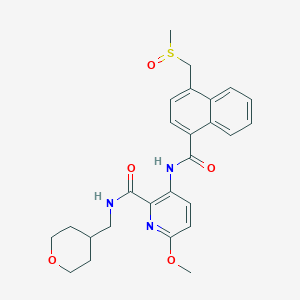 molecular formula C26H29N3O5S B14110831 6-methoxy-3-[[4-(methylsulfinylmethyl)naphthalene-1-carbonyl]amino]-N-(oxan-4-ylmethyl)pyridine-2-carboxamide 