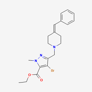 molecular formula C20H24BrN3O2 B14110840 Ethyl 3-((4-benzylidenepiperidin-1-yl)methyl)-4-bromo-1-methyl-1H-pyrazole-5-carboxylate 