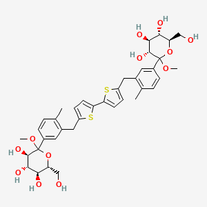 molecular formula C38H46O12S2 B14110890 (3R,3'R,4S,4'S,5S,5'S,6R,6'R)-2,2'-(([2,2'-bithiophene]-5,5'-diylbis(methylene))bis(4-methyl-3,1-phenylene))bis(6-(hydroxymethyl)-2-methoxytetrahydro-2H-pyran-3,4,5-triol) 