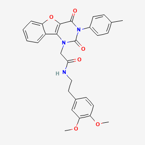 molecular formula C29H27N3O6 B14110999 N-(3,4-dimethoxyphenethyl)-2-(2,4-dioxo-3-(p-tolyl)-3,4-dihydrobenzofuro[3,2-d]pyrimidin-1(2H)-yl)acetamide 