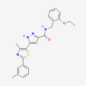 molecular formula C24H24N4O2S B14111213 N-(2-ethoxybenzyl)-3-(4-methyl-2-(m-tolyl)thiazol-5-yl)-1H-pyrazole-5-carboxamide 