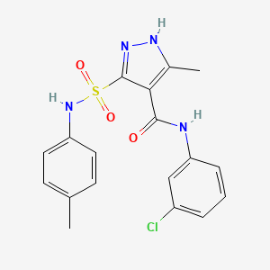 molecular formula C18H17ClN4O3S B14111240 N-(3-chlorophenyl)-3-methyl-5-(N-(p-tolyl)sulfamoyl)-1H-pyrazole-4-carboxamide 