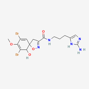molecular formula C16H19Br2N5O4 B14111398 N-[3-(2-amino-1H-imidazol-5-yl)propyl]-7,9-dibromo-6-hydroxy-8-methoxy-1-oxa-2-azaspiro[4.5]deca-2,7,9-triene-3-carboxamide 