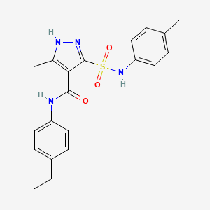 molecular formula C20H22N4O3S B14111469 N-(4-ethylphenyl)-3-methyl-5-(N-(p-tolyl)sulfamoyl)-1H-pyrazole-4-carboxamide 