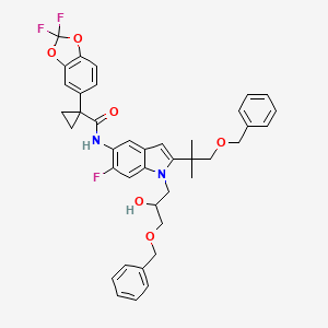 molecular formula C40H39F3N2O6 B14111521 N-(1-(3-(benzyloxy)-2-hydroxypropyl)-2-(1-(benzyloxy)-2-Methylpropan-2-yl)-6-fluoro-1H-indol-5-yl)-1-(2,2-difluorobenzo[d][1,3]dioxol-5-yl)cyclopropanecarboxaMide 