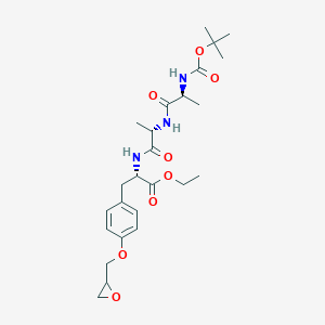 molecular formula C25H37N3O8 B141117 ethyl (2S)-2-[[(2S)-2-[[(2S)-2-[(2-methylpropan-2-yl)oxycarbonylamino]propanoyl]amino]propanoyl]amino]-3-[4-(oxiran-2-ylmethoxy)phenyl]propanoate CAS No. 127132-36-9
