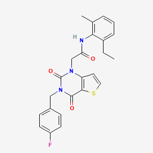 molecular formula C24H22FN3O3S B14111723 N-(2-ethyl-6-methylphenyl)-2-(3-(4-fluorobenzyl)-2,4-dioxo-3,4-dihydrothieno[3,2-d]pyrimidin-1(2H)-yl)acetamide 