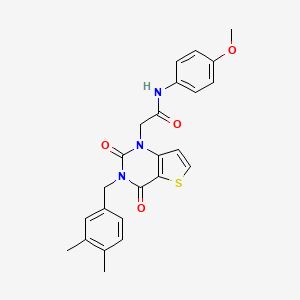 molecular formula C24H23N3O4S B14111734 2-(3-(3,4-dimethylbenzyl)-2,4-dioxo-3,4-dihydrothieno[3,2-d]pyrimidin-1(2H)-yl)-N-(4-methoxyphenyl)acetamide 