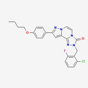 molecular formula C24H21ClFN5O2 B14111796 9-(4-butoxyphenyl)-2-(2-chloro-6-fluorobenzyl)pyrazolo[1,5-a][1,2,4]triazolo[3,4-c]pyrazin-3(2H)-one 