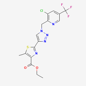 molecular formula C16H13ClF3N5O2S B1411182 ethyl 2-(1-((3-chloro-5-(trifluoromethyl)pyridin-2-yl)methyl)-1H-1,2,3-triazol-4-yl)-5-methylthiazole-4-carboxylate CAS No. 1823182-96-2