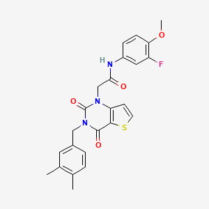 molecular formula C24H22FN3O4S B14111830 2-(3-(3,4-dimethylbenzyl)-2,4-dioxo-3,4-dihydrothieno[3,2-d]pyrimidin-1(2H)-yl)-N-(3-fluoro-4-methoxyphenyl)acetamide 