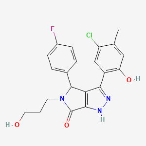 molecular formula C21H19ClFN3O3 B14111853 3-(5-chloro-2-hydroxy-4-methylphenyl)-4-(4-fluorophenyl)-5-(3-hydroxypropyl)-4,5-dihydropyrrolo[3,4-c]pyrazol-6(2H)-one 