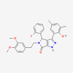 molecular formula C29H28FN3O4 B14111860 5-[2-(3,4-dimethoxyphenyl)ethyl]-4-(2-fluorophenyl)-3-(2-hydroxy-3,5-dimethylphenyl)-4,5-dihydropyrrolo[3,4-c]pyrazol-6(2H)-one 