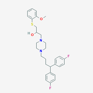 molecular formula C30H36F2N2O2S B141119 1-(4,4-Bis(4-fluorophenyl)butyl)-4-(2-hydroxy-3-(2-methoxyphenylthio)propyl)piperazine CAS No. 143759-90-4