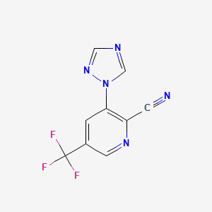 molecular formula C9H4F3N5 B1411190 3-(1H-1,2,4-triazol-1-yl)-5-(trifluoromethyl)picolinonitrile CAS No. 1823182-93-9