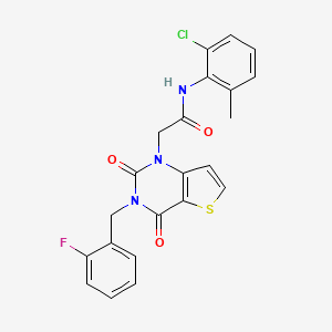 molecular formula C22H17ClFN3O3S B14111901 N-(2-chloro-6-methylphenyl)-2-(3-(2-fluorobenzyl)-2,4-dioxo-3,4-dihydrothieno[3,2-d]pyrimidin-1(2H)-yl)acetamide 