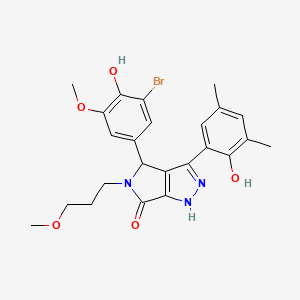 molecular formula C24H26BrN3O5 B14111942 4-(3-bromo-4-hydroxy-5-methoxyphenyl)-3-(2-hydroxy-3,5-dimethylphenyl)-5-(3-methoxypropyl)-4,5-dihydropyrrolo[3,4-c]pyrazol-6(2H)-one 