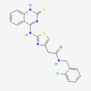 molecular formula C20H16ClN5OS2 B14111947 N-(2-chlorobenzyl)-2-(2-((2-thioxo-1,2-dihydroquinazolin-4-yl)amino)thiazol-4-yl)acetamide 