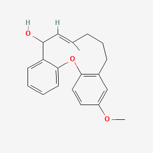 molecular formula C20H22O3 B14112011 Dibenz[b,j]oxacycloundecin-5-ol, 5,8,9,10-tetrahydro-12-Methoxy-7-Methyl-, (6E)- 