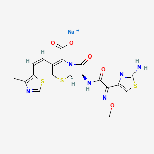 molecular formula C19H17N6NaO5S3 B14112138 sodium;(6R,7R)-7-[[(2E)-2-(2-amino-1,3-thiazol-4-yl)-2-methoxyiminoacetyl]amino]-3-[(Z)-2-(4-methyl-1,3-thiazol-5-yl)ethenyl]-8-oxo-5-thia-1-azabicyclo[4.2.0]oct-2-ene-2-carboxylate 