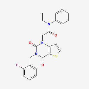 molecular formula C23H20FN3O3S B14112178 N-ethyl-2-[3-(2-fluorobenzyl)-2,4-dioxo-3,4-dihydrothieno[3,2-d]pyrimidin-1(2H)-yl]-N-phenylacetamide 