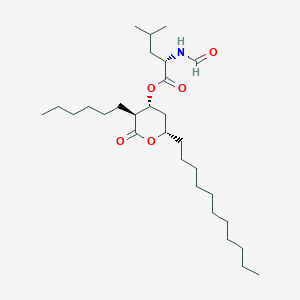 molecular formula C₂₉H₅₃NO₅ B141123 N-Formyl-L-leucine (3S,4R,6S)-3-hexyl-2-oxo-6-undecyltetrahydro-2H-pyran-4-yl ester CAS No. 130793-27-0