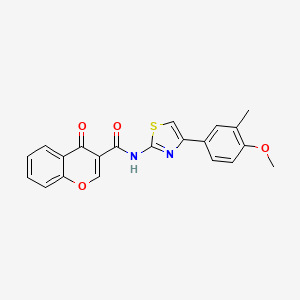 molecular formula C21H16N2O4S B14112335 N-(4-(4-methoxy-3-methylphenyl)thiazol-2-yl)-4-oxo-4H-chromene-3-carboxamide 